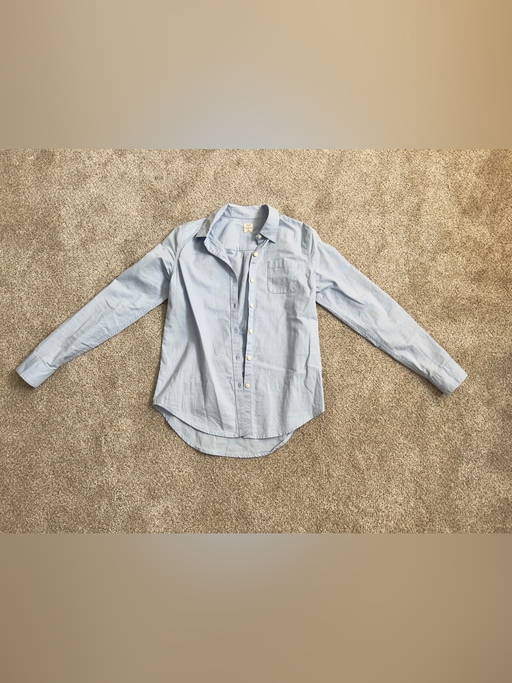 Giordano Women's Stretch Oxford Button Down Shirt Light Blue Size small